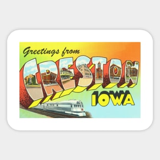 Greetings from Creston, Iowa - Vintage Large Letter Postcard Sticker